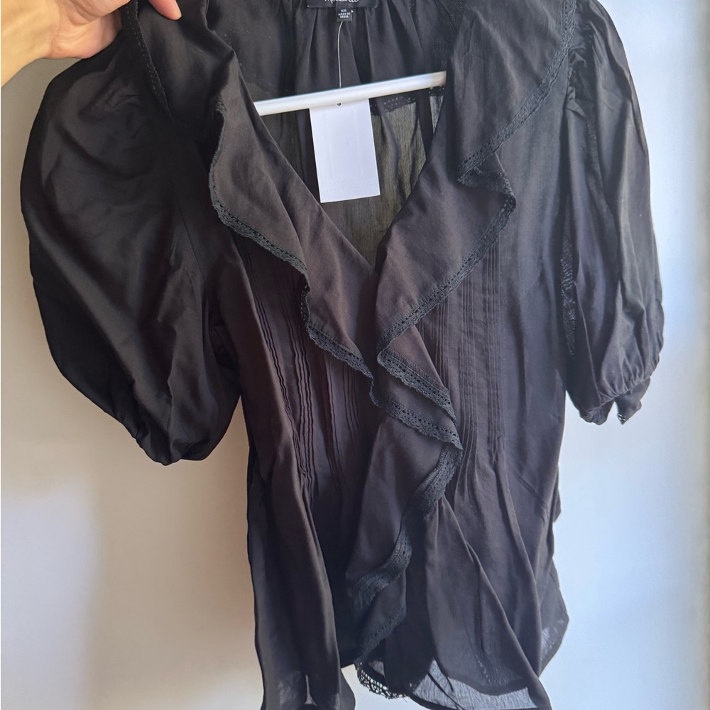Madewell Black Ruffled Blouse - Picture 5 of 7